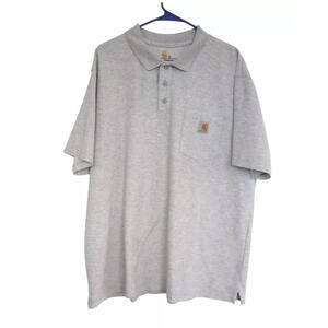 Carhartt Men's Polo Shirt Loose Fit Midweight Short Sleeve Gray Pocket XL Golf
